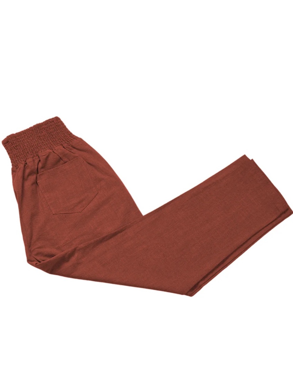 Emme Everyday Transitional Smocked Linen Pant Cinammon M NWT Linen Blend